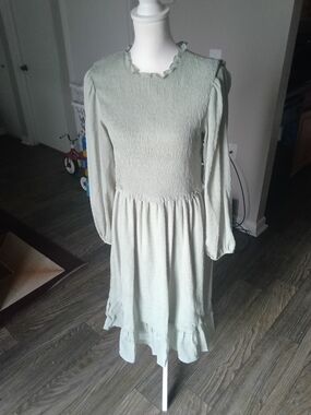 Pinkblush Sage Green Smocked Midi Dress